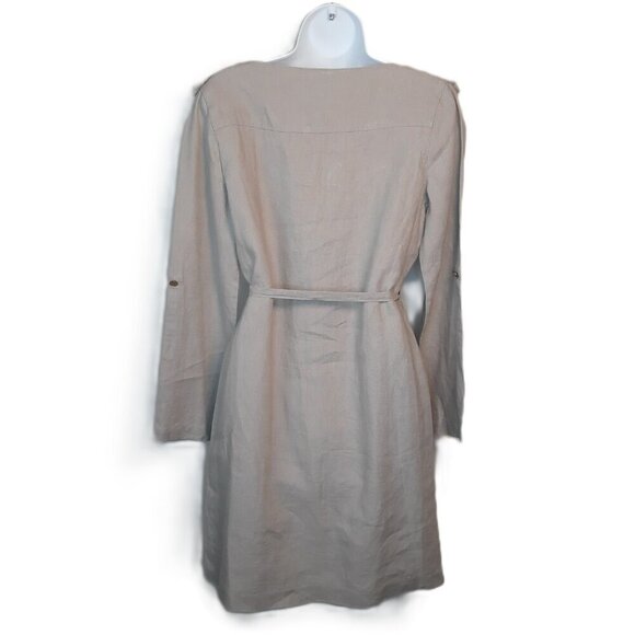 Tory Burch Linen Belted Shift Dress 4 Work Office Party Minimalist Classic - Picture 7 of 10